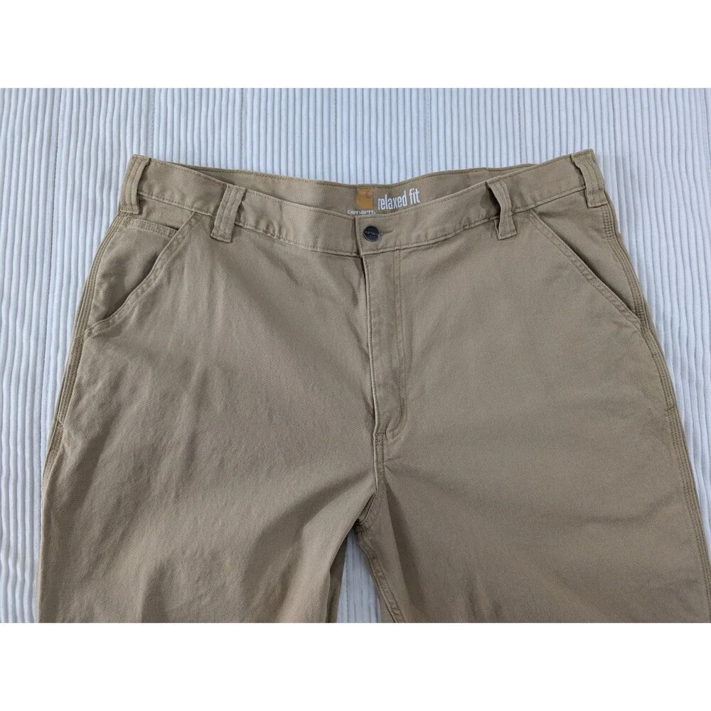 Carhartt Rigby Canvas Dungaree Pants Mens 42x32 Tan Relaxed Workwear